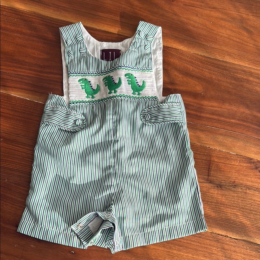 Green Striped Smocked Lil Cactus Jon Jon